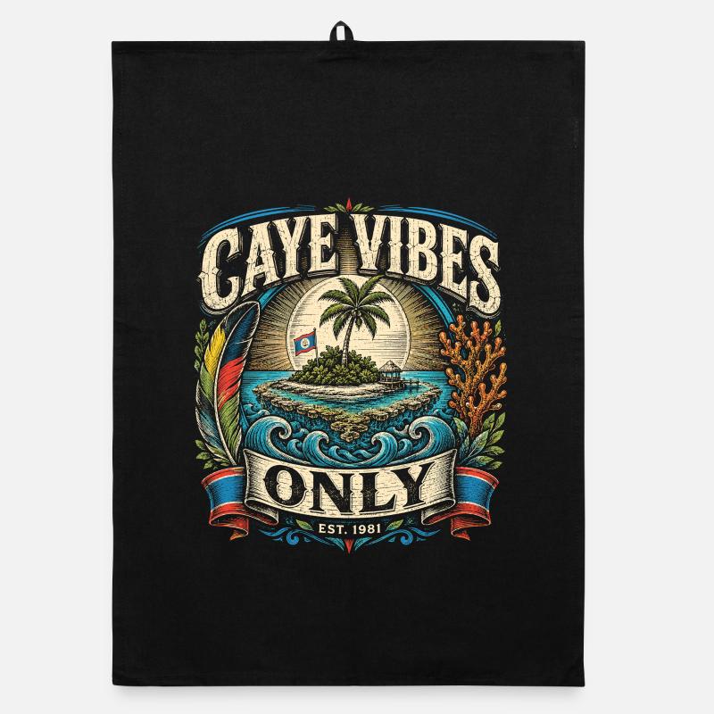 Belize Belizean Root Caye Vibes Only Organic dish towel