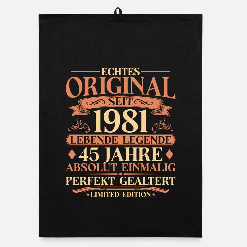 45. Geburtstag Echtes Original 1981 Vintage Organic Geschirrtuch