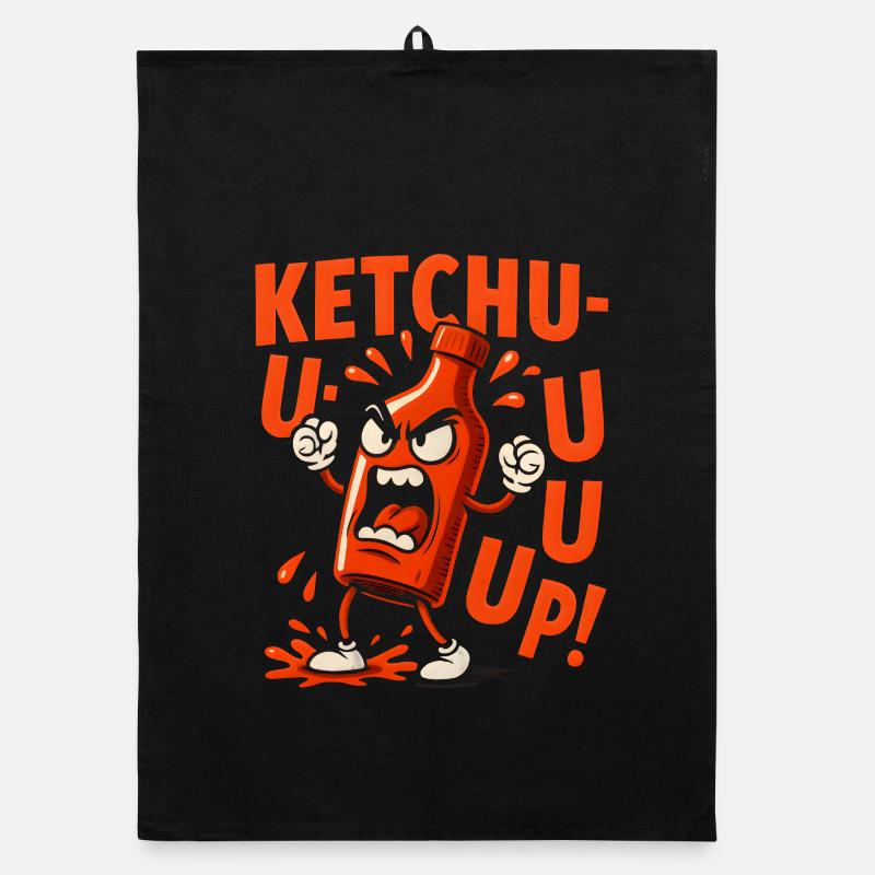 Angry Ketchup Bottle Organic dish towel