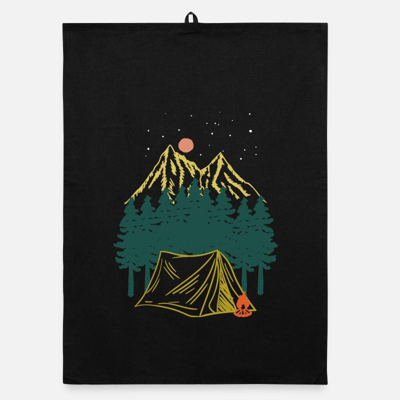 Aventure de camping à la montagne Nuit Étoilée Torchon bio