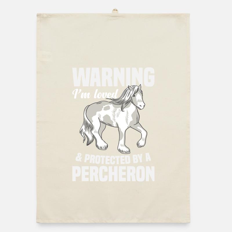 Equestrian Loved & Protected Horse Owner Percheron Organic dish towel