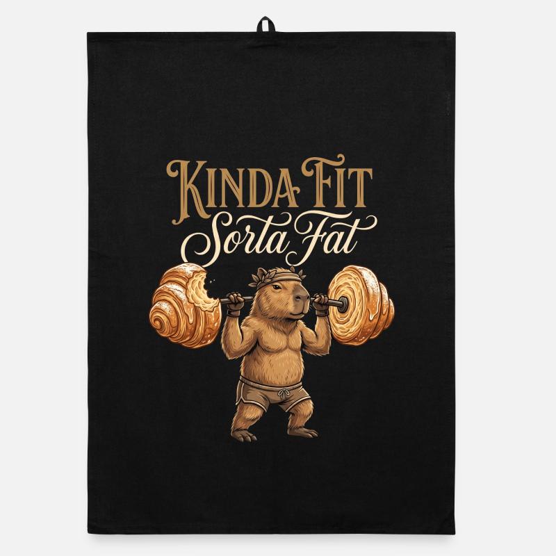 Kinda Fit Sorta Fat Capybara Gewichtheben Organic Geschirrtuch