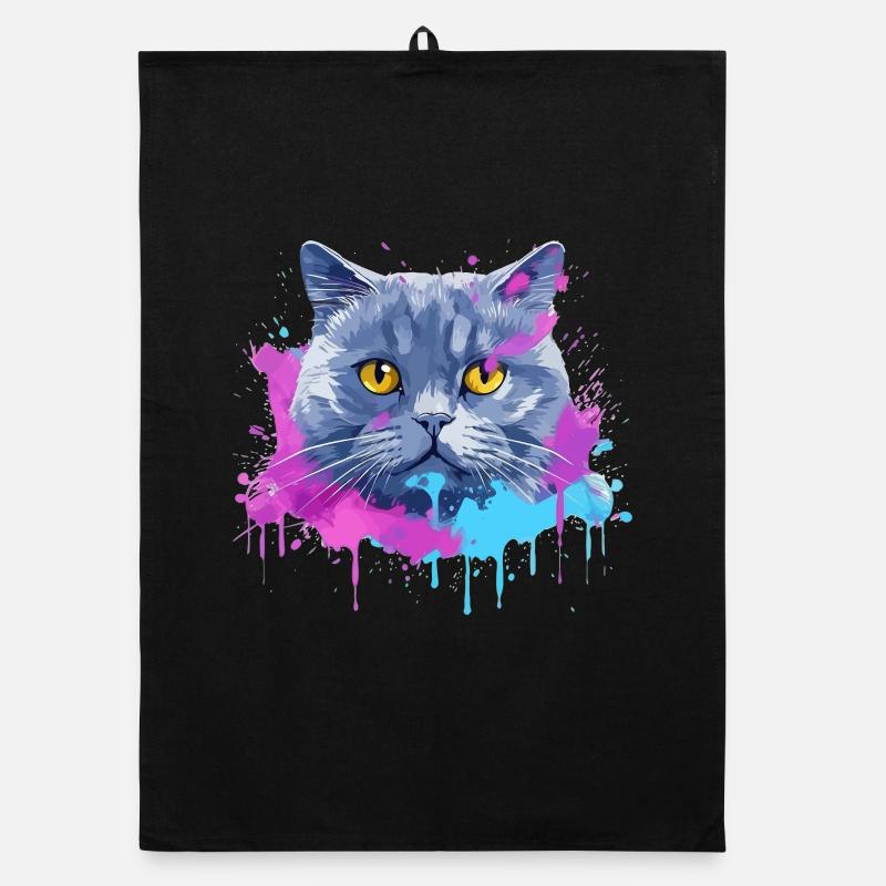 Bunte Splash-Kunst Britisches Kurzhaar-Katzengesicht Organic Geschirrtuch