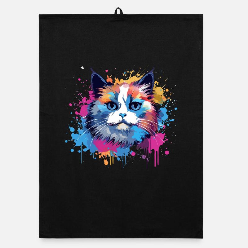 Birman-Katzengesicht Bunte Splash-Kunst Organic Geschirrtuch