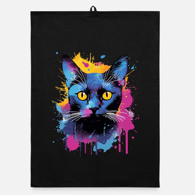 Art éclaboussé Visage de chat de Bombay Coloré Torchon bio