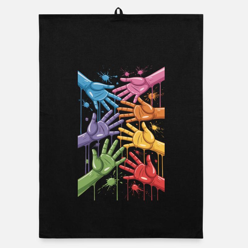 Bunte Hände Farbspritzer Kunst Organic Geschirrtuch