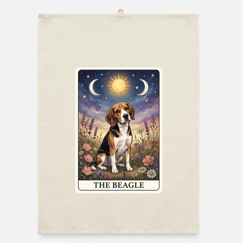 Beagle Tarot Card Organic dish towel