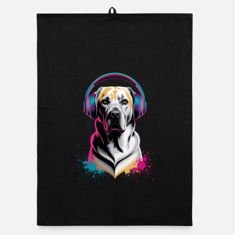 Labrador mit Kopfhörern Organic Geschirrtuch