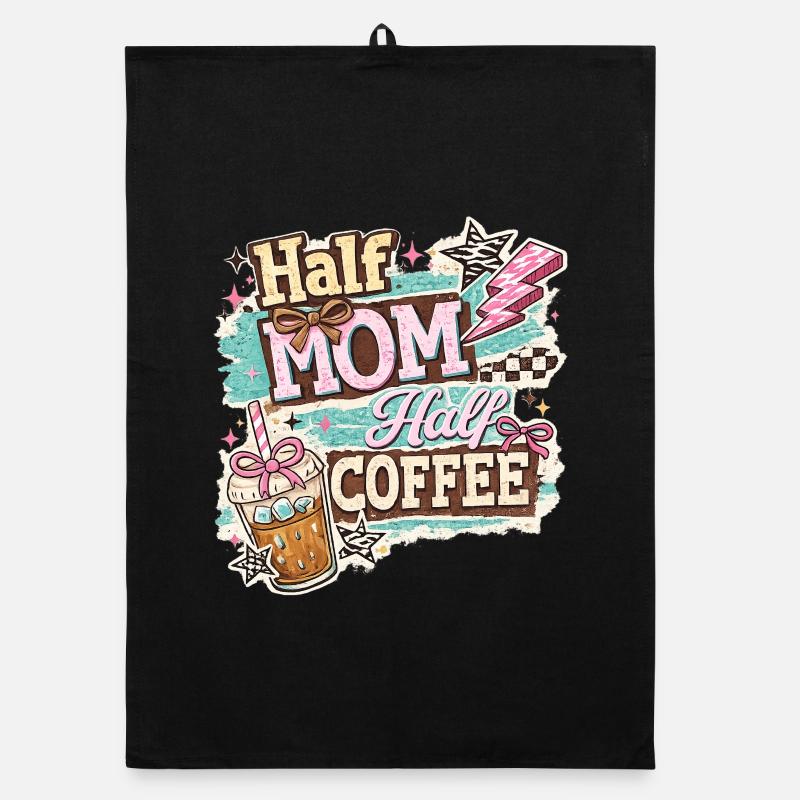Humor-Café – Halb Mama, halb Kaffee, Eiskaffee, Organic Geschirrtuch