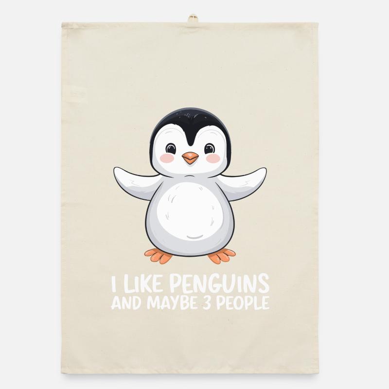 Penguin Humor Saying I Like Penguins Organic dish towel