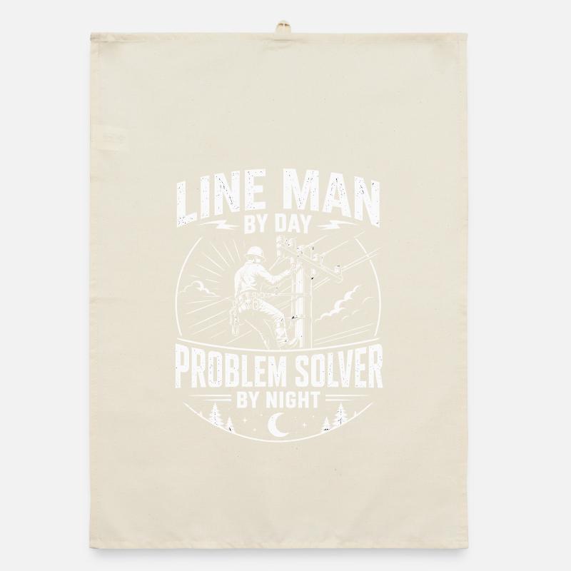 Power Line Cable Technician Motif Organic dish towel