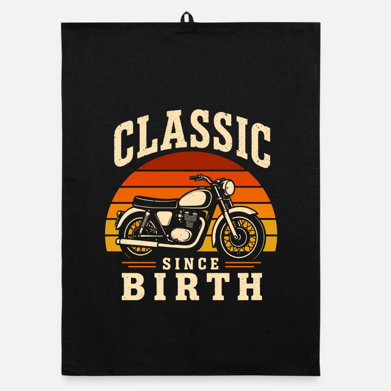 Klassik Seit Geburt Motorrad Design - Organic Geschirrtuch - Schwarz