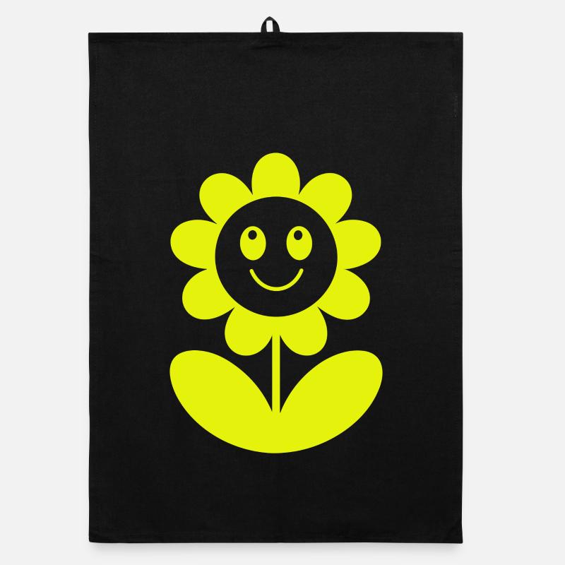 Lächelnde Sonnenblume Neon-Gelb Organic Geschirrtuch
