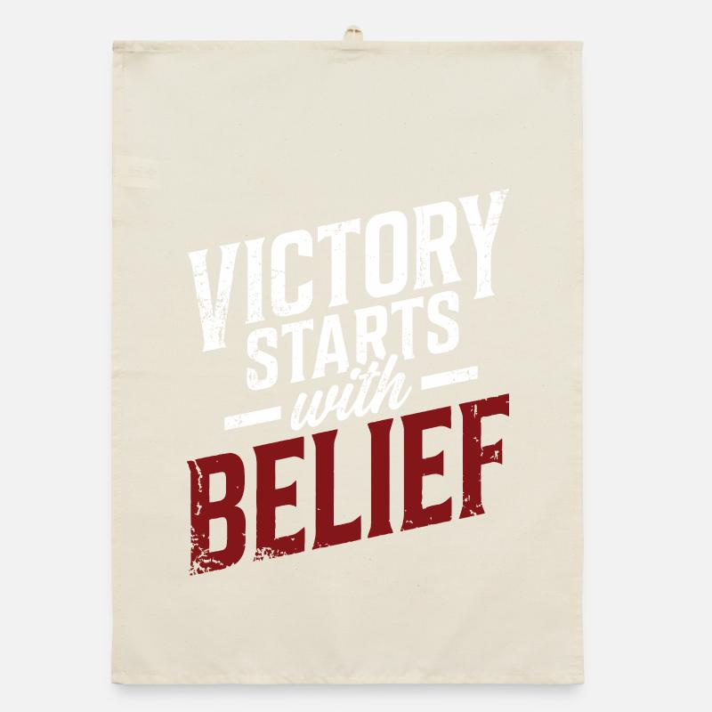 Victory Starts with Belief Organic dish towel