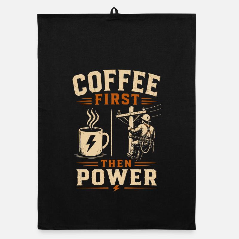 Stromleitung Kaffee Elektriker Technik Organic Geschirrtuch