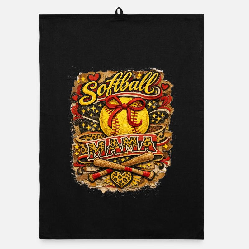 Softball Mama Schleife Leopard Sport Design Organic Geschirrtuch