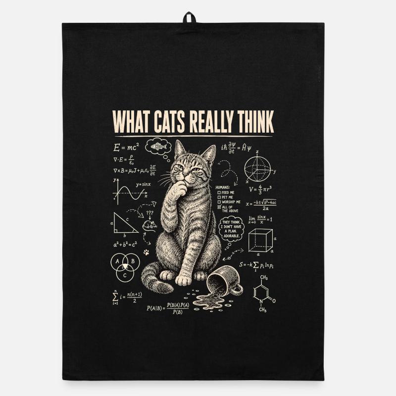 Cat What Cats Really Think Shirt Organic dish towel