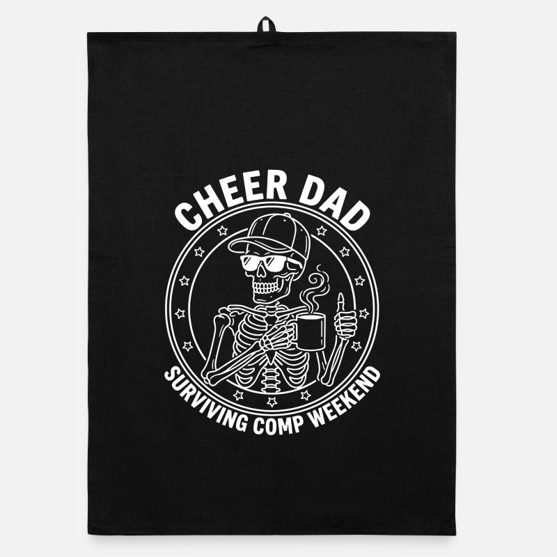 Cheer Dad überlebt das Kompetitionswochenende Skeleton-Kaffee Organic Geschirrtuch