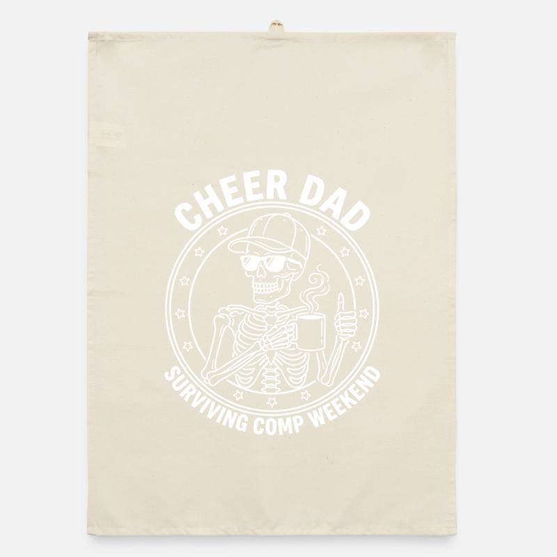 Cheer Dad überlebt das Kompetitionswochenende Skeleton-Kaffee Organic Geschirrtuch