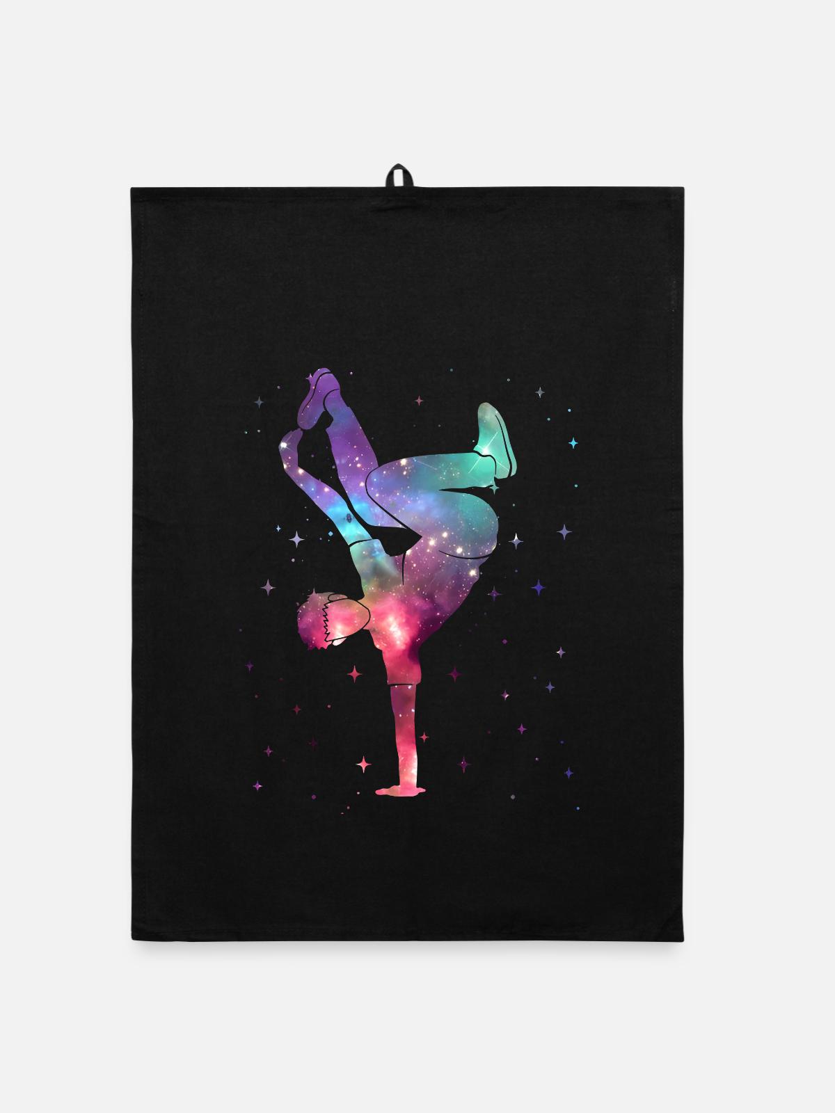 Breakdancing Breakdancer Weltraum Breakdance - Organic Geschirrtuch - Schwarz - Vorne