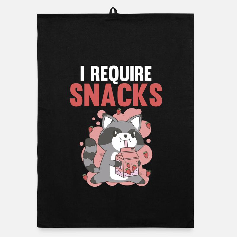 I Require Snacks Trash Panda Raccoon Organic dish towel