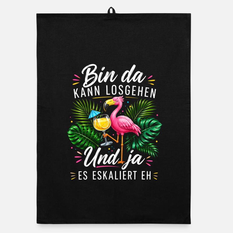 Bin da Eskaliert Flamingo Sommer Organic Geschirrtuch