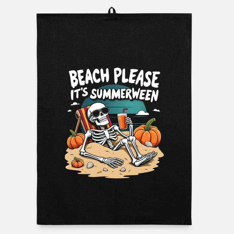 Beach Please Summerween Halloween Organic Geschirrtuch