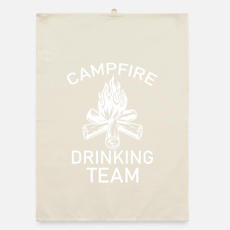 Campfire Drinking Team Retro Outdoors Weekend Gift Organic dish towel