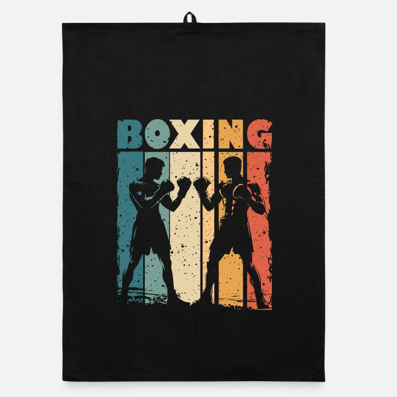Style rétro graphique de boxe pour boxeurs et entraîneurs Torchon bio
