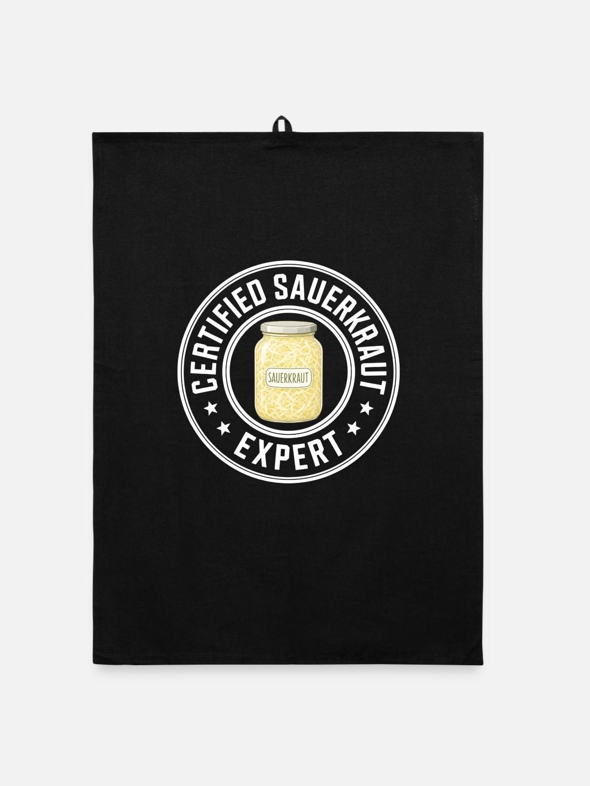 Sauerkraut Experte Sauerkohl Geschenk - Organic Geschirrtuch - Schwarz - Vorne