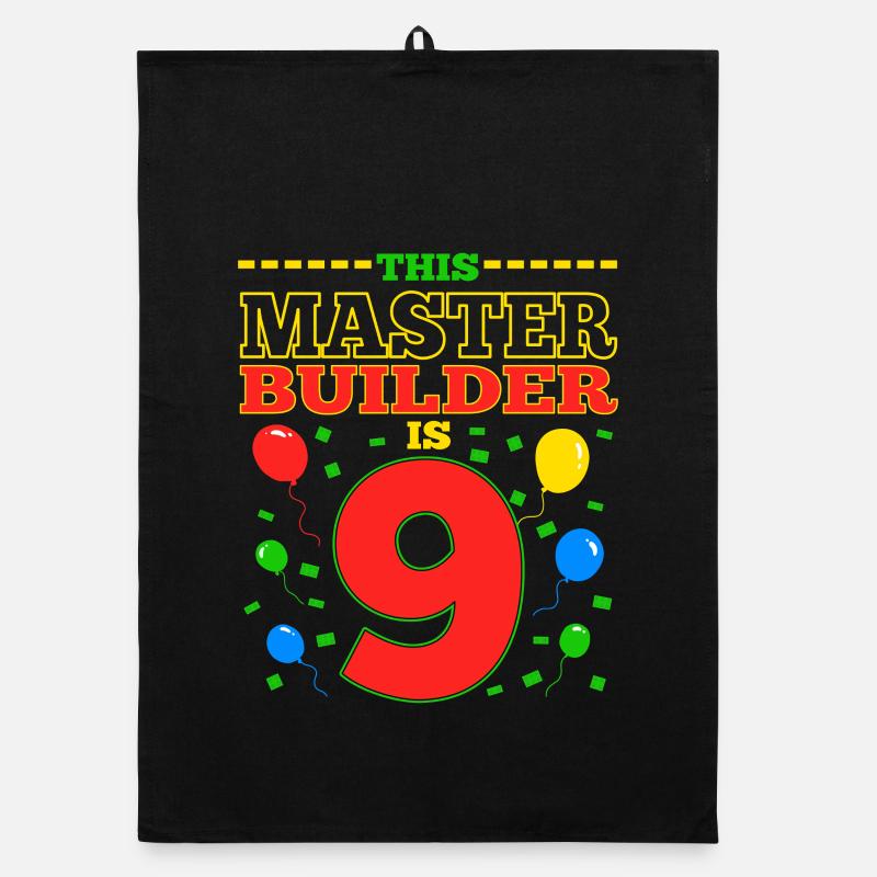 Master Builder 9 Years Old Block Building 9th BDay Organic dish towel