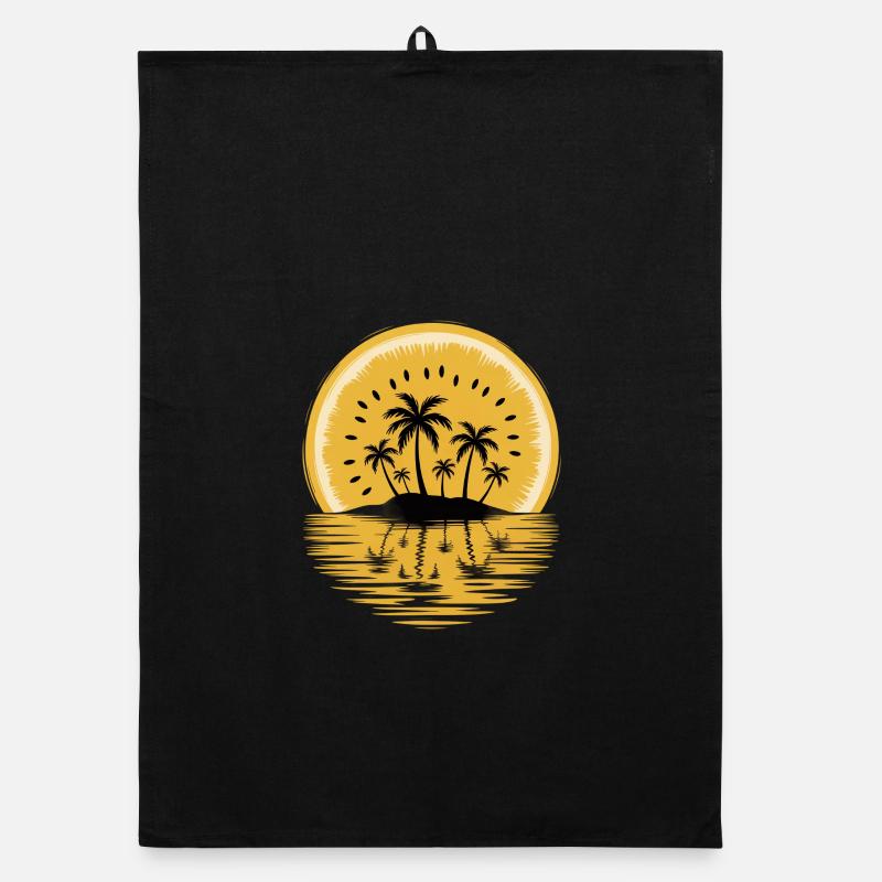 Sunny Island Palm Trees Organic dish towel