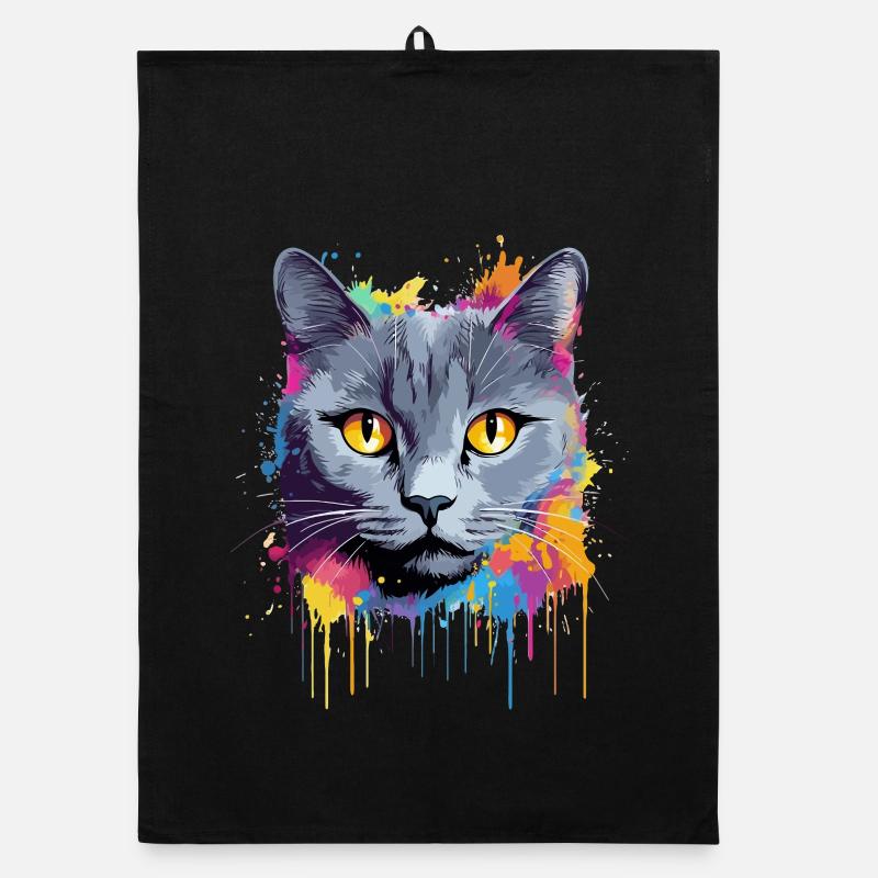 Chartreux Katzengesicht Bunte Splash-Kunst Organic Geschirrtuch