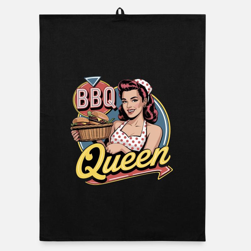 BBQ Queen Retro Grill Master Burger Party Torchon bio