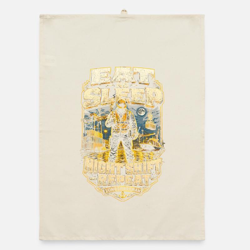 Dock Workers Eat Not Sleep Night Shift Organic dish towel