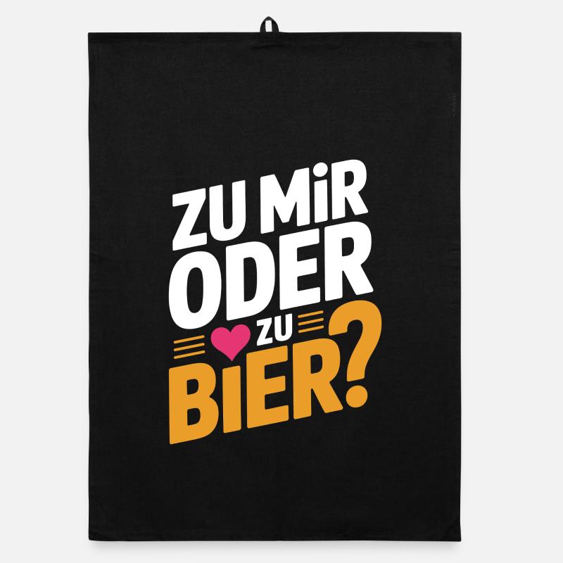 Bier Zu Mir Oder Zu Bier Flirt Single Party Malle Organic Geschirrtuch