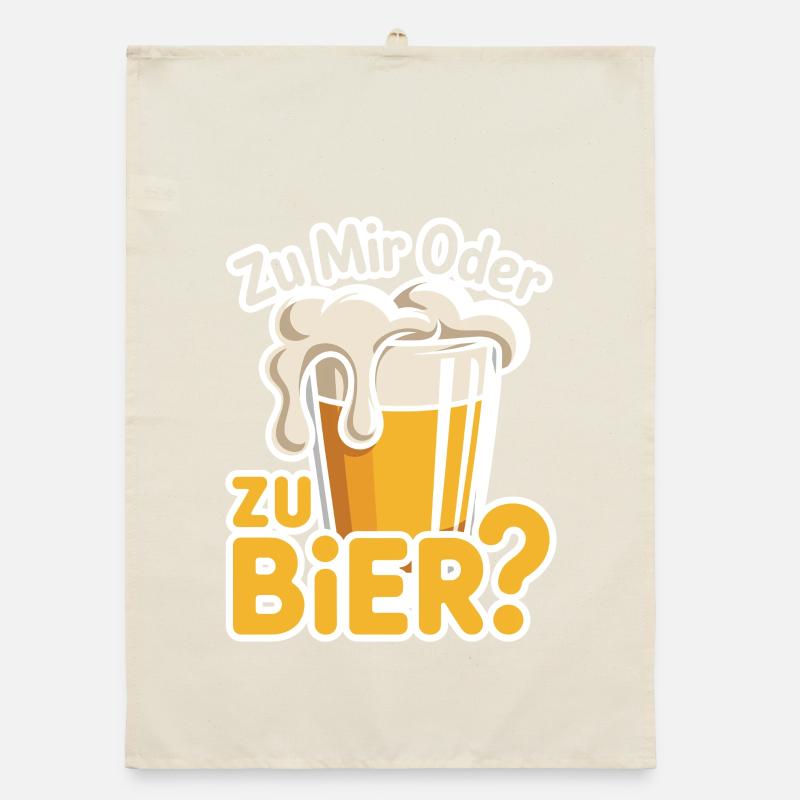 Bier Zu Mir Oder Zu Bier Flirt Single Party Malle Organic Geschirrtuch