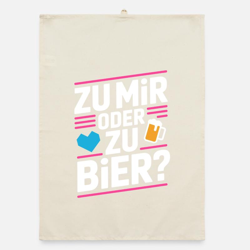 Bier Zu Mir Oder Zu Bier Flirt Single Party Malle Organic Geschirrtuch