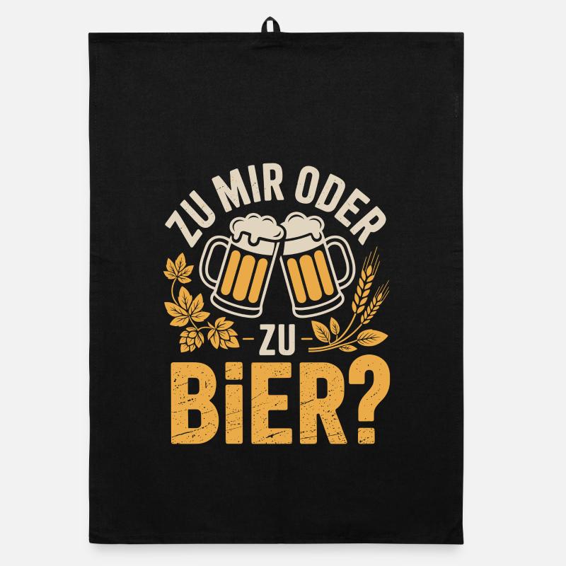 Bier Zu Mir Oder Zu Bier Flirt Single Party Malle Organic Geschirrtuch