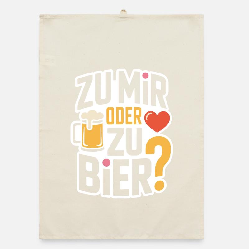 Bier Zu Mir Oder Zu Bier Flirt Single Party Malle Organic Geschirrtuch