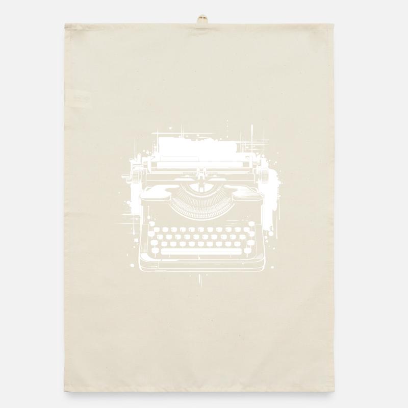 Typewriter Drawing Organic dish towel