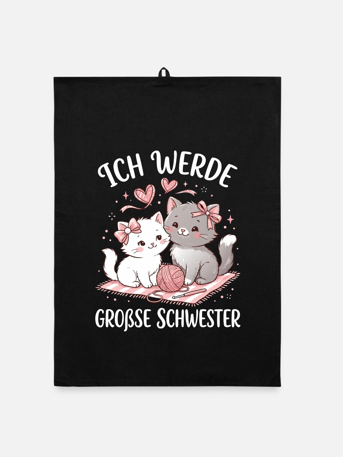 Große Schwester Katze - Organic Geschirrtuch - Schwarz - Vorne