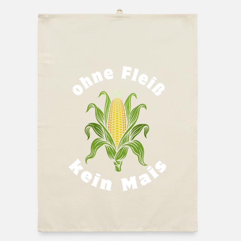 No corn without diligence | Corn on the cob with leaves Organic dish towel
