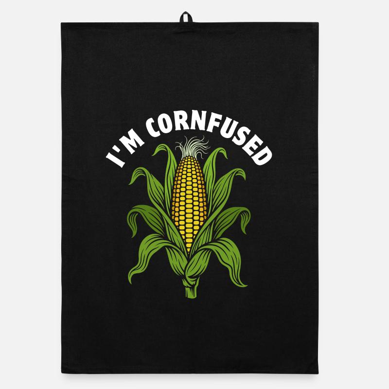I'm cornfused | Corn on the cob with leaves pun Organic dish towel