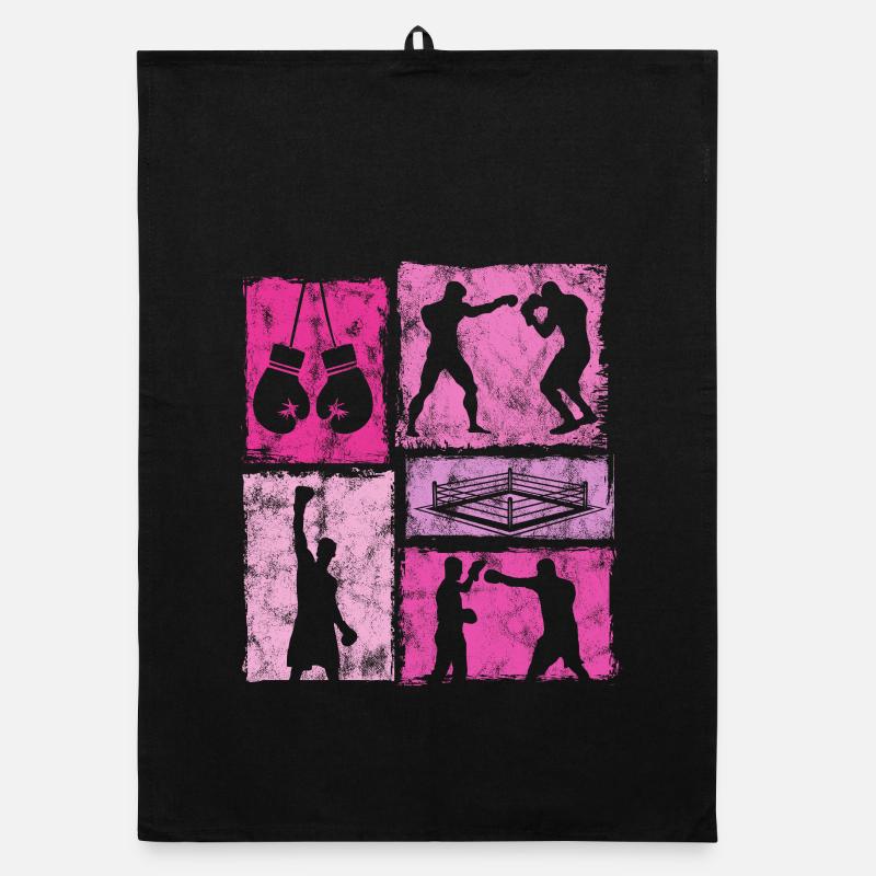 Graphique de boxe vintage pour boxeurs Torchon bio