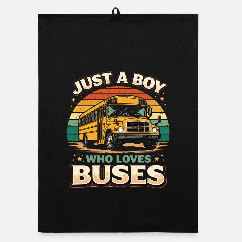 Nur ein Junge liebt Busse Retro Organic Geschirrtuch