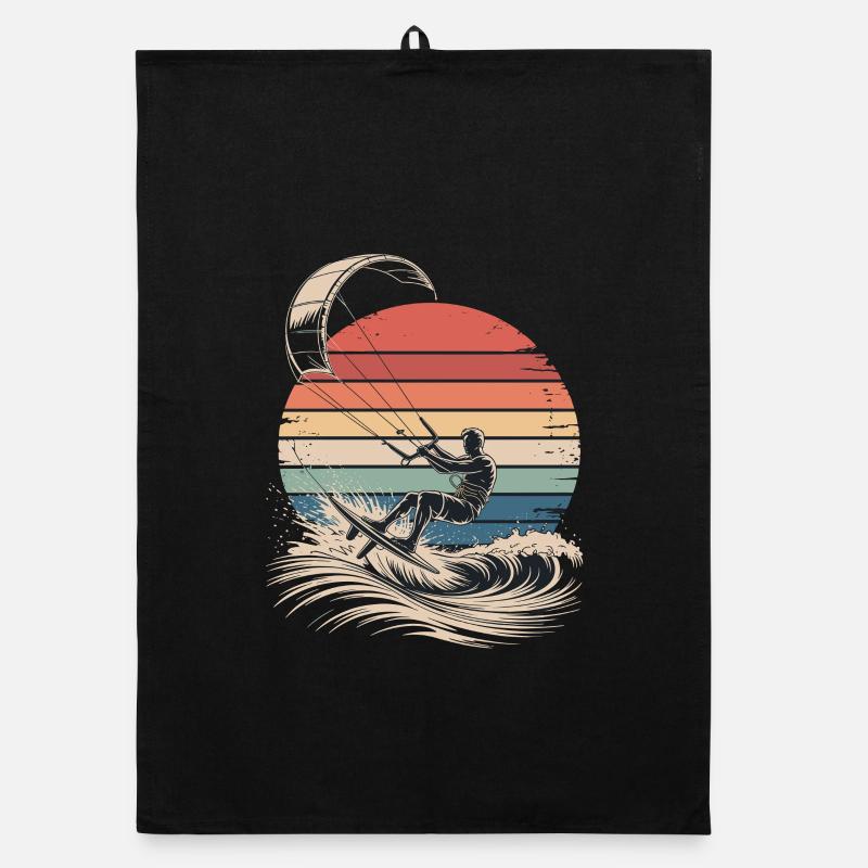 Kitesurf Retro Sunset Surf Torchon bio