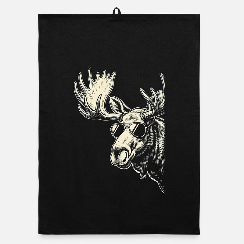 Moose mit Sonnenbrille Graphic Organic Geschirrtuch