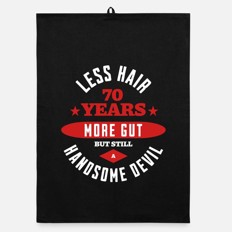 Funny 70th Birthday Handsome Devil Organic dish towel