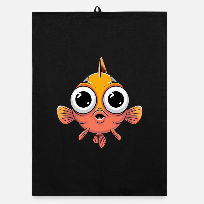 Poisson comique mignon avec de grands yeux pour Torchon bio